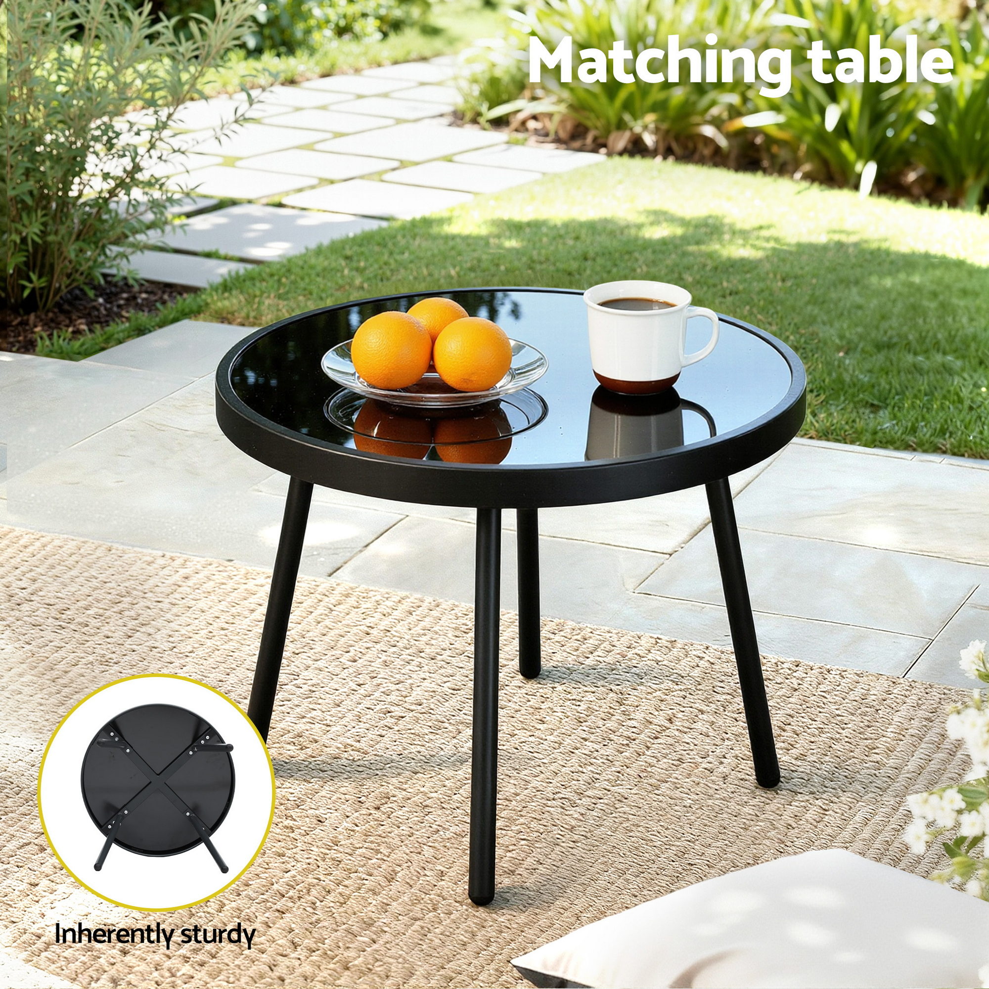 Gardeon 3PC Outdoor Bistro Set Patio Furniture Table and Chairs Steel Dining Chair โ image 6