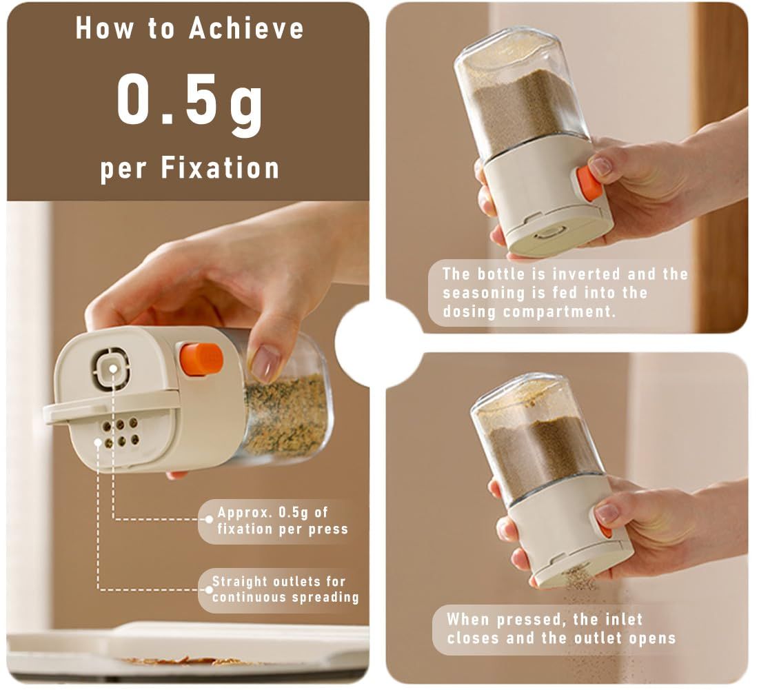Measure Seasoning Bottle, Salt Shaker or Pepper Shaker, Kitchen Must have, Glass Metering Spice Salt Paprika Pepper Cumin Powder Sugar Dispenser Spice Jar β image 3
