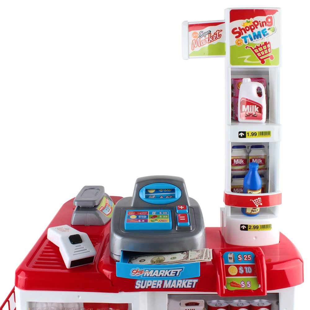 Keezi Kids Pretend Role Play Supermarket 24 Piece Playset Cash Register Trolley โ image 3