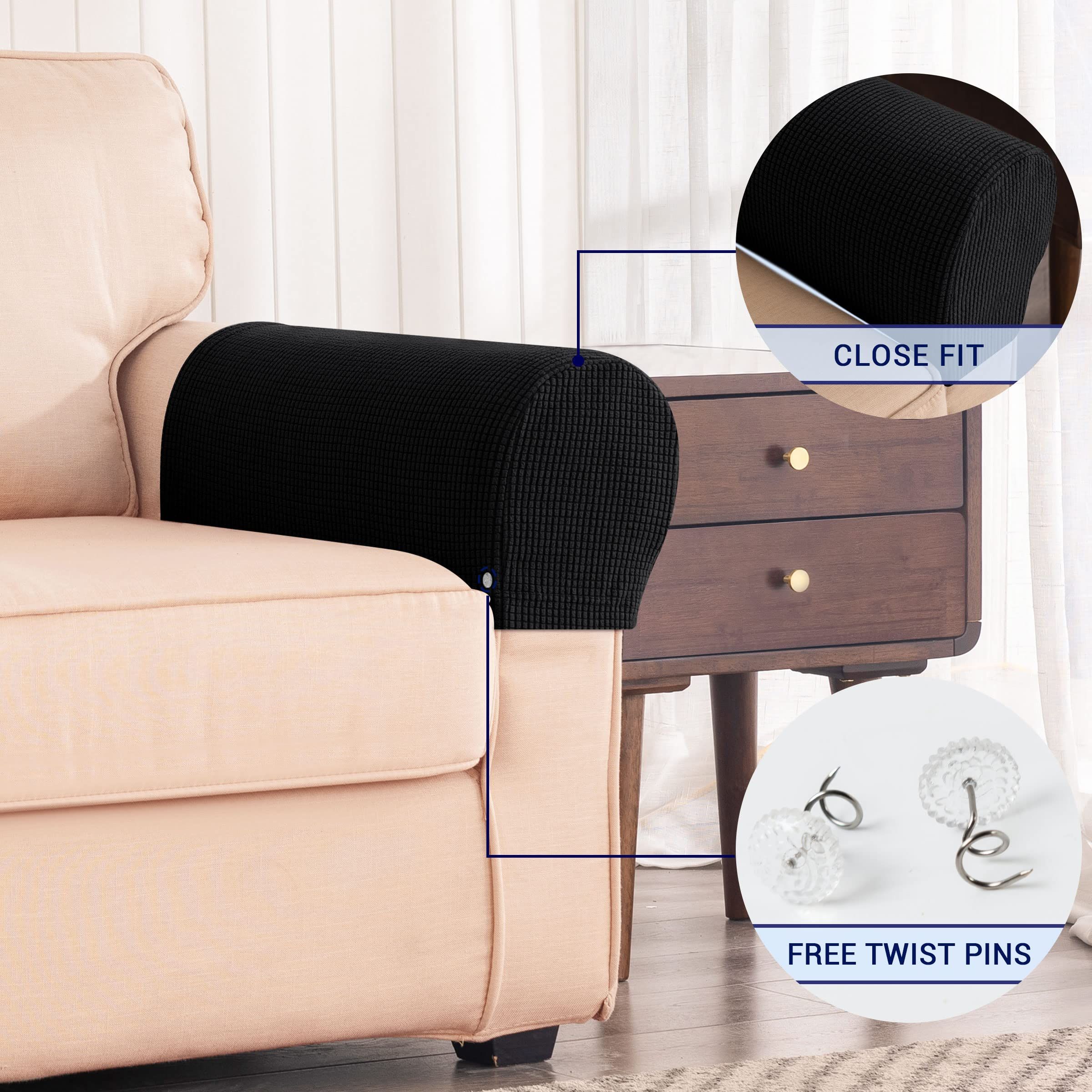 2pc Stretch Armrest Covers Spandex Arm Covers for Chairs Couch Sofa Armchair Slipcovers for Recliner Sofa with Twist Pins — image 5