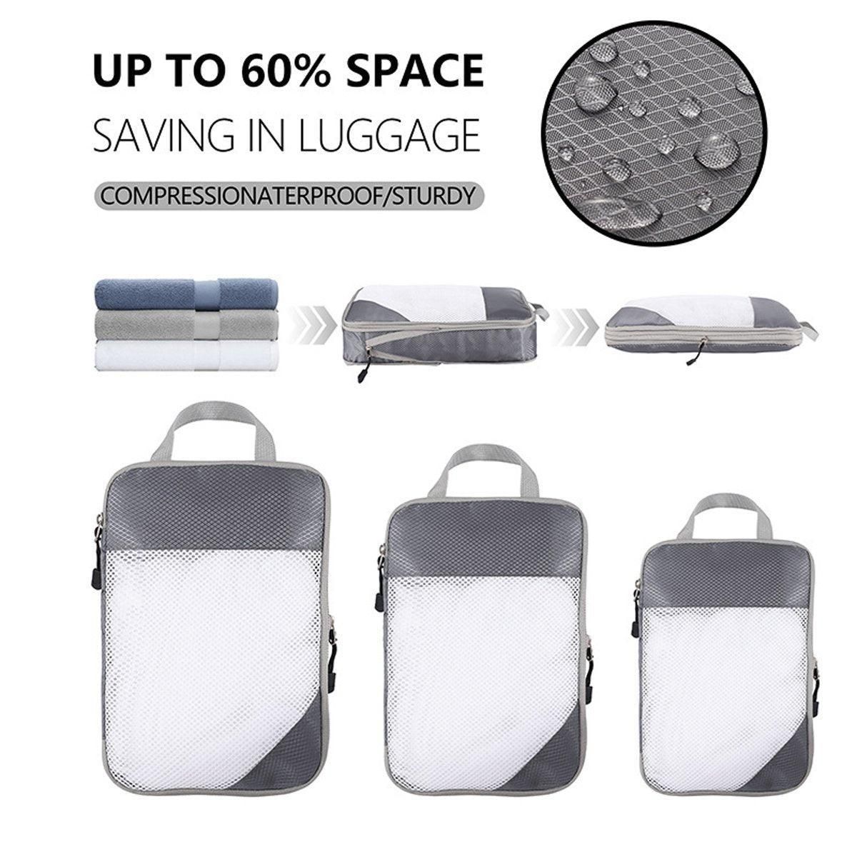 6pcs Mesh Visible Travel Storage Set Waterproof Nylon Compressible Storage Bags - Sky Blue โ image 6