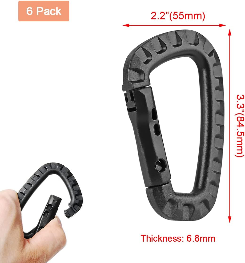 Tactical Gear Carabiner Keychain Clip Plastic D-Rings Large Key Chain Heavy Duty Snap Hook for Backpack, Belt, Keyrings, Bags, Bottle, Tent, Camping โ image 2