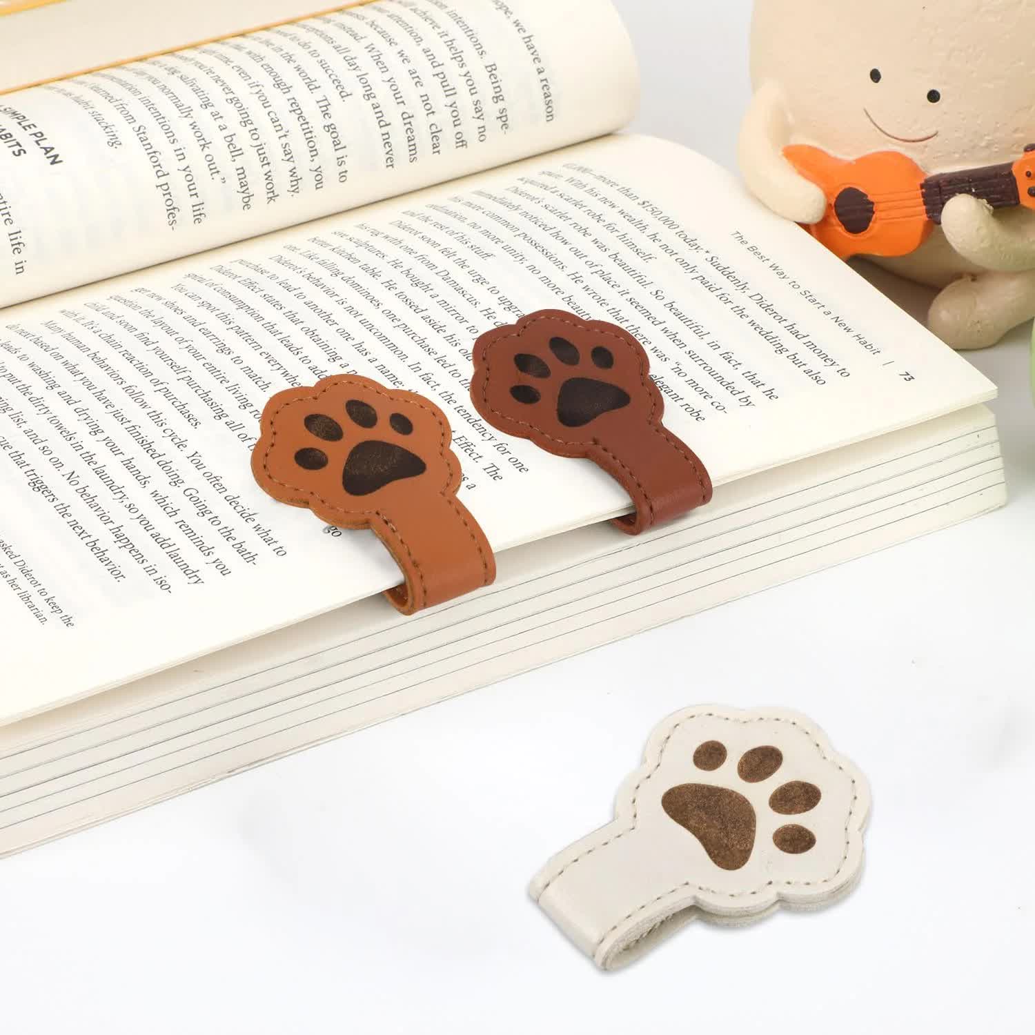 3 Pieces Magnetic Bookmarks in Dog Paw Shape, Cute Leather Magnetic Bookmark in Paw Shape, Vintage Magnetic Bookmarks, Book Accessories for Reading, Gift for — image 3