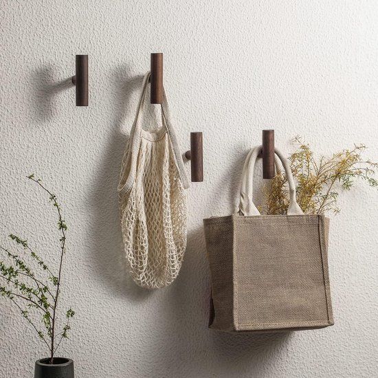 4 Pieces Wooden Coat Hook, Wall Hook, Natural Wooden Wall Coat Rack, Wall Mounting โ image 3