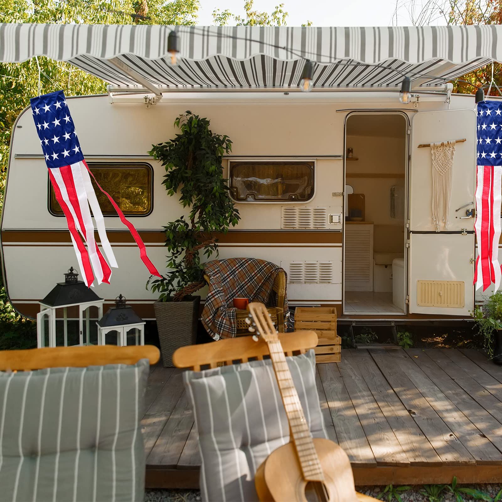 2pcs 4th of July Decorations,40 Inch American Windsock Heavy Duty,Patriotic Fourth of July Outdoor Decor, American Flag — image 4