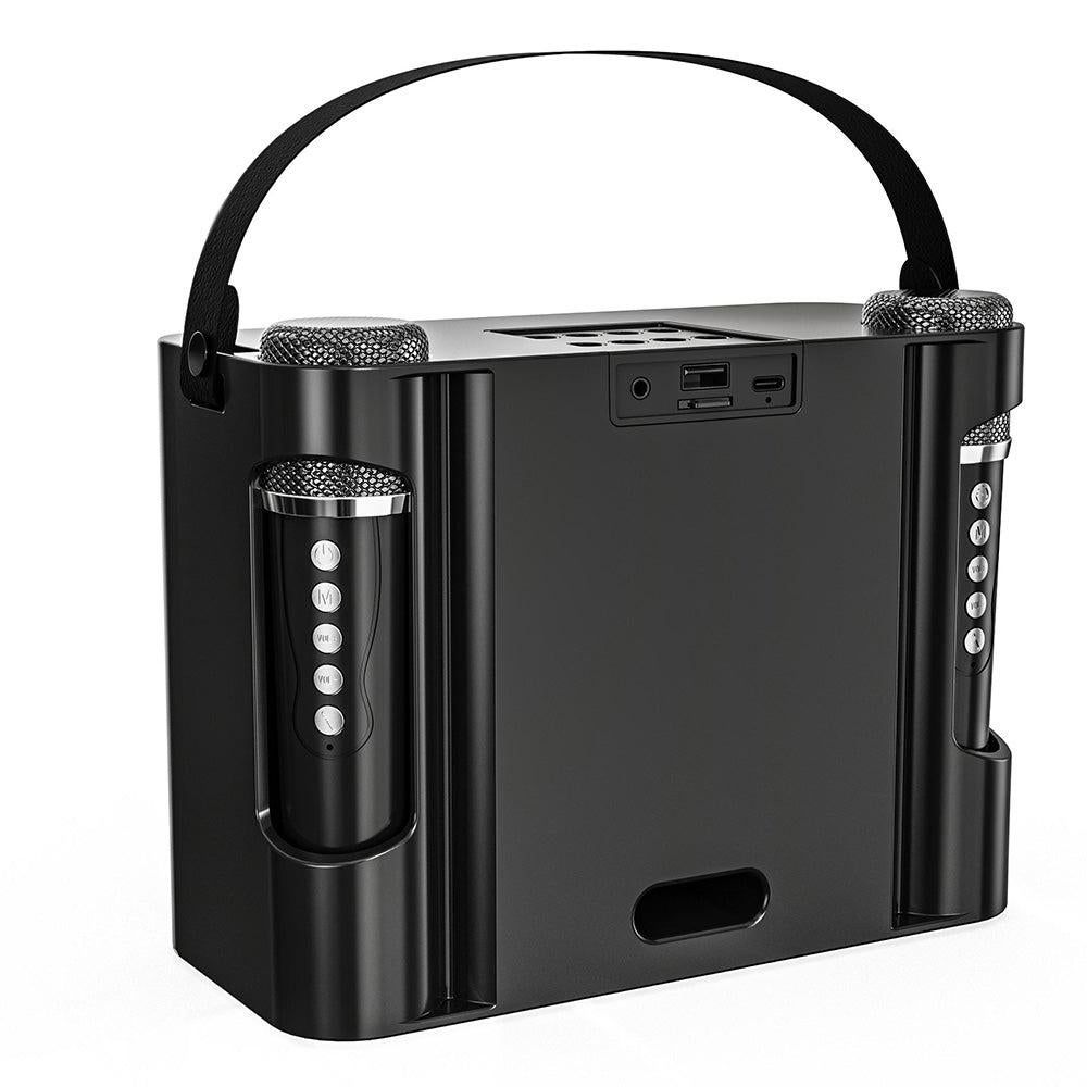 Portable Bluetooth 5.3 Speaker with 2 Wireless Microphones Home Karaoke Speaker Machine Black — image 4