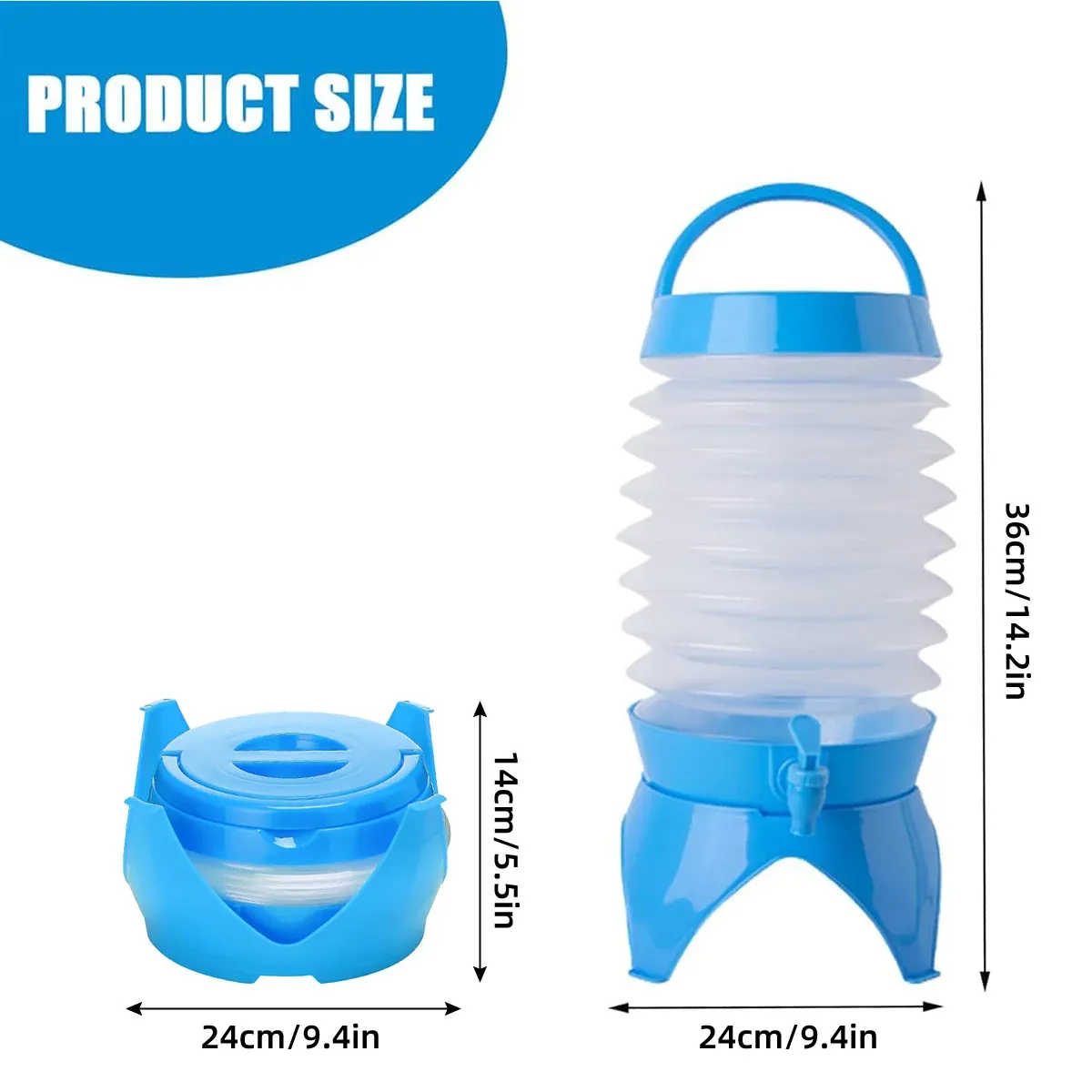 5.5L Outdoor Water Container Camping Folding Water Beer Juice Travel Bucket Use - Blue โ image 4