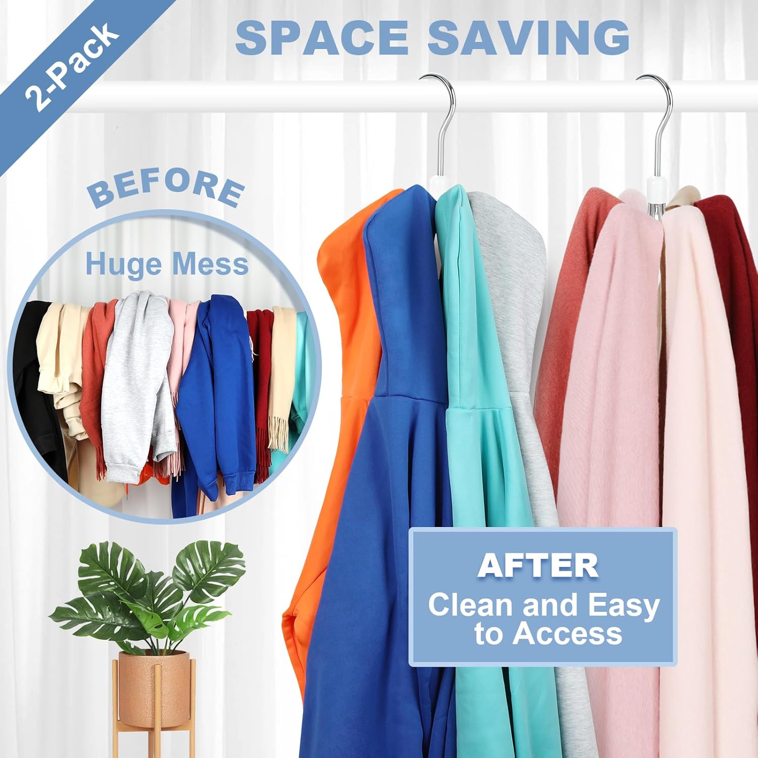TOPIA HANGER Hoodie Hangers 2-Pack with 6 Cedar Balls, 360°Swivel Purse Hanger, Scarf Hanger, Closet Hooks, Handbag Organizer, Bra Hanger, Accessory Organizers — image 3