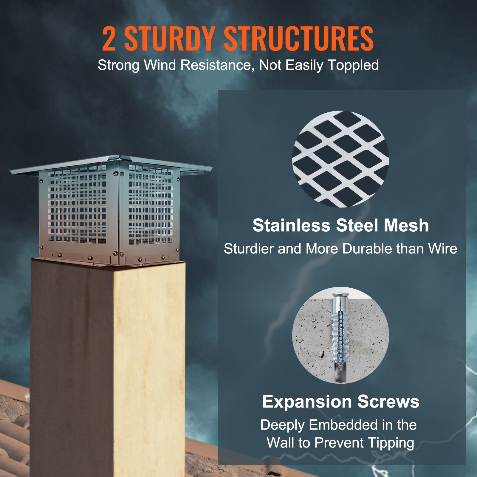 Chimney Cap 9” x 9” 304Stainless Steel Fireplace Flue Caps Cover Mesh — image 4