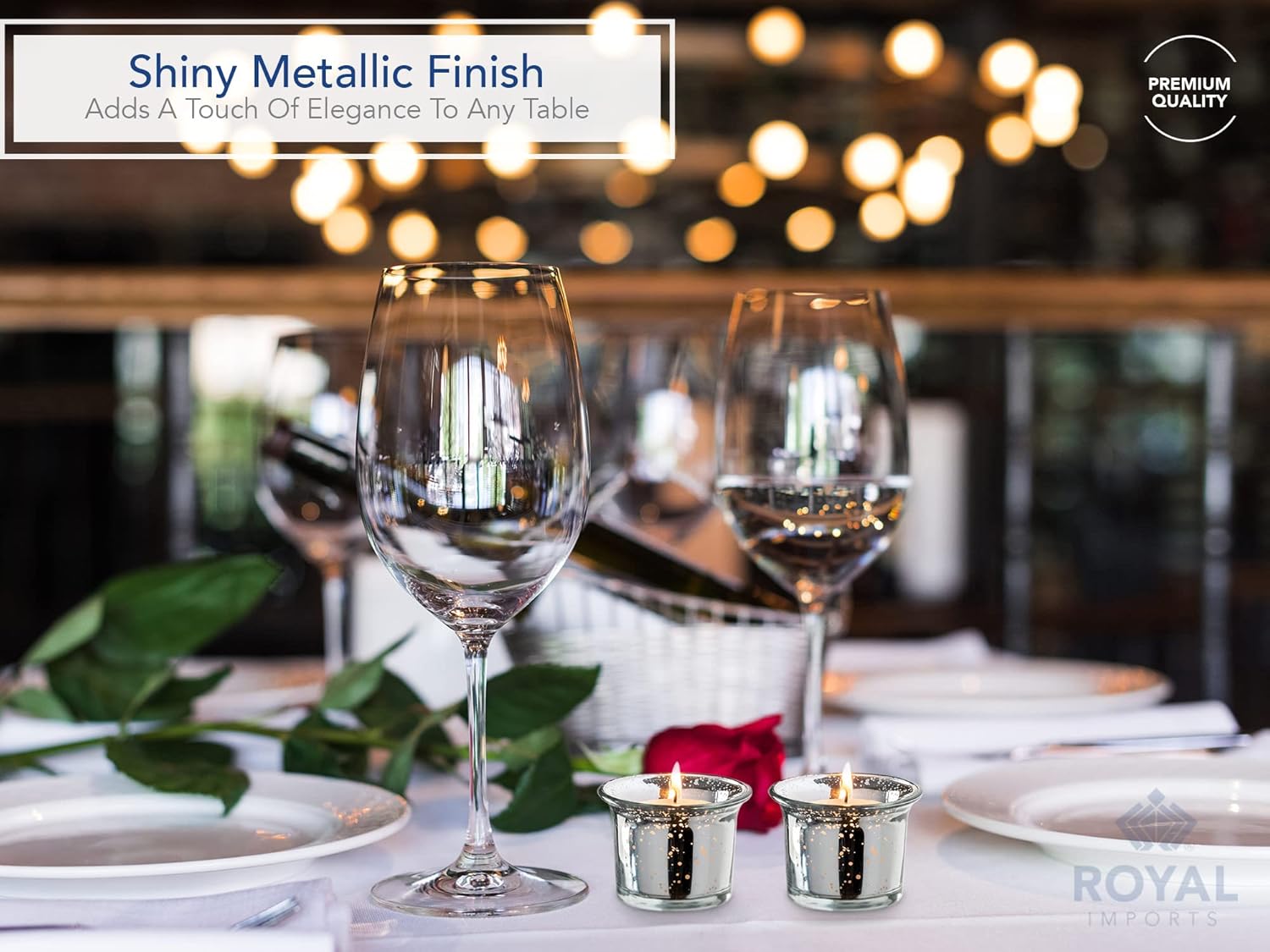 Silver Oyster Mercury Glass Votive Candle Holder, Table Centerpiece Tealight Decoration for Elegant Dinner, Party, Wedding, Holiday, Set of 6 (Unfilled) β image 2
