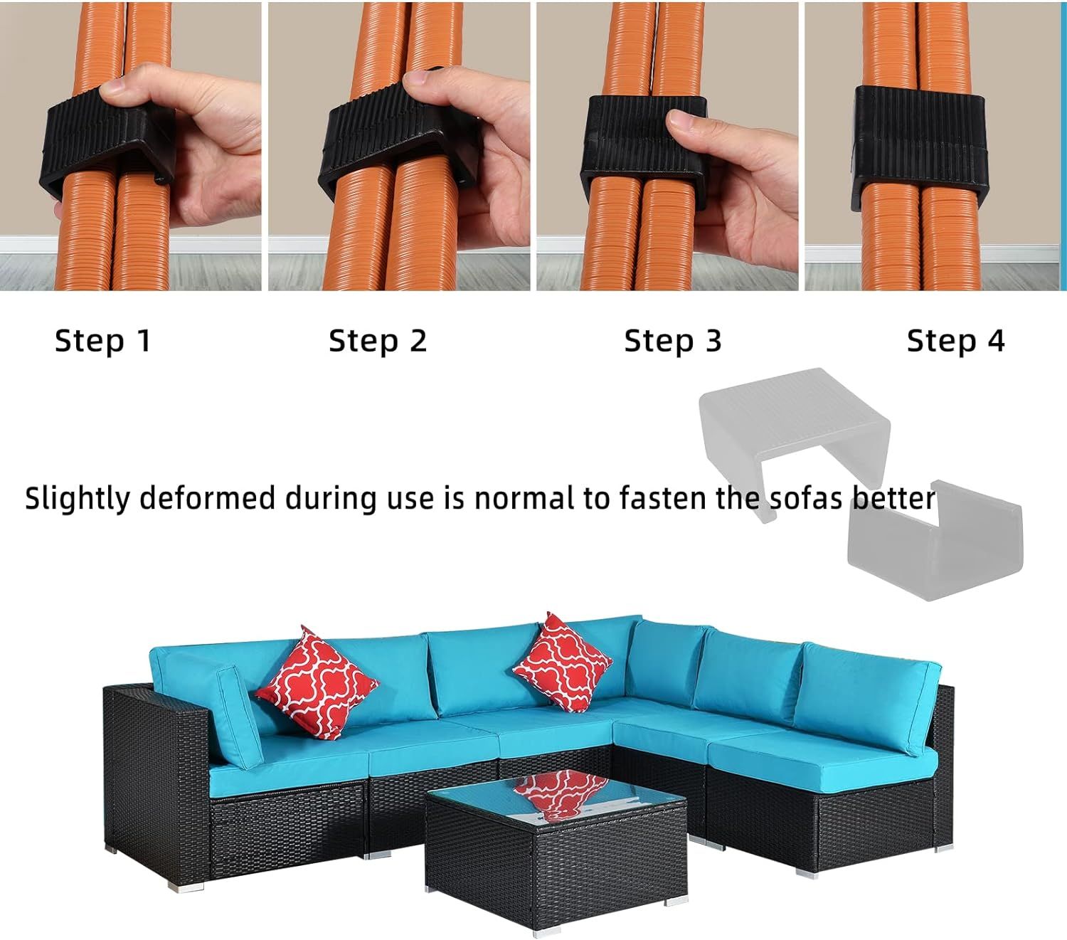 10 Pack Outdoor Patio Rattan Wicker Furniture Sofa Clip, Sectional Rattan Sofa Chair Module Outdoor Couch Garden Furniture Fasteners — image 4