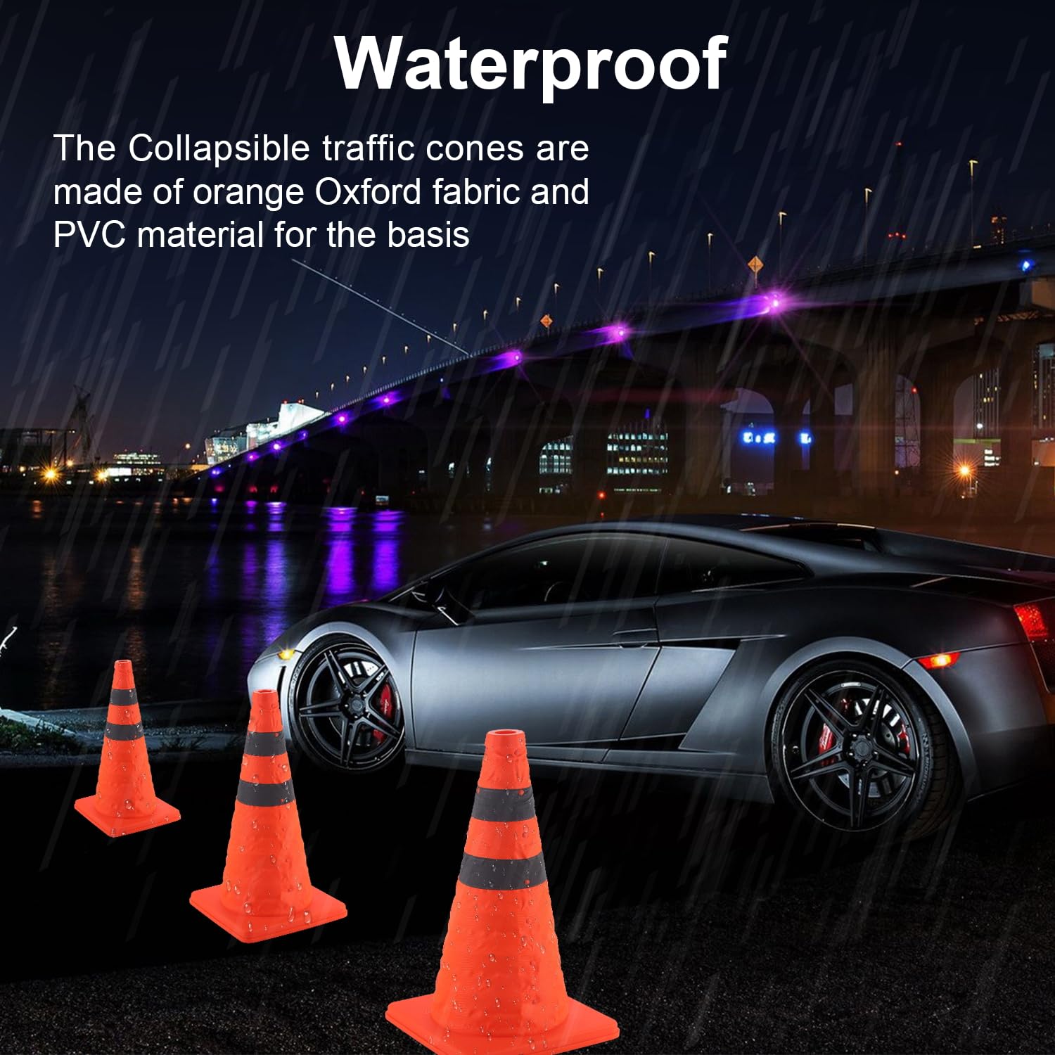 18 inch Traffic Cones, 2PCS Collapsible Orange Cones for Parking, Parking with Reflective Collars, Training Driveway, Car Interior Accessories โ image 6