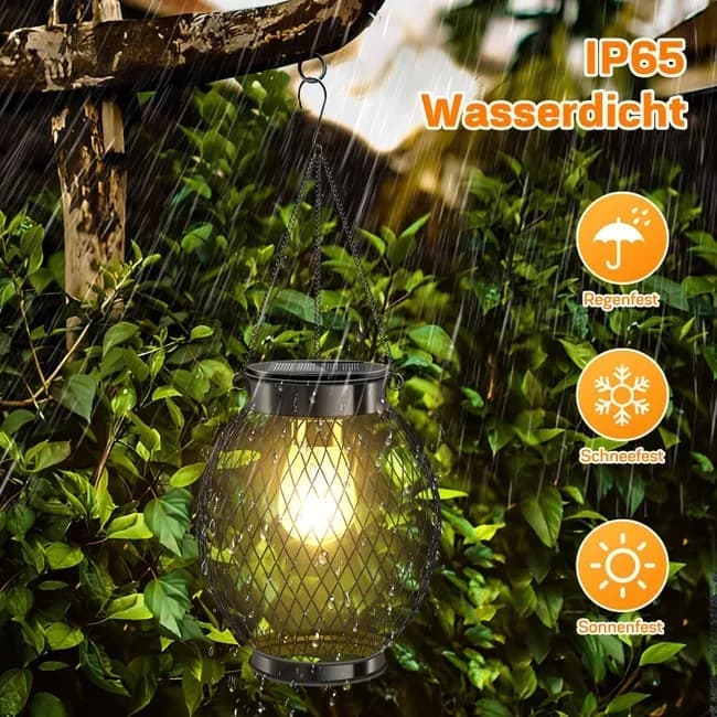 Solar Powered LED Outdoor Lantern with Solar Panel, IP65 Waterproof, for Garden Patio, Compatible with Outdoor Environments — image 5