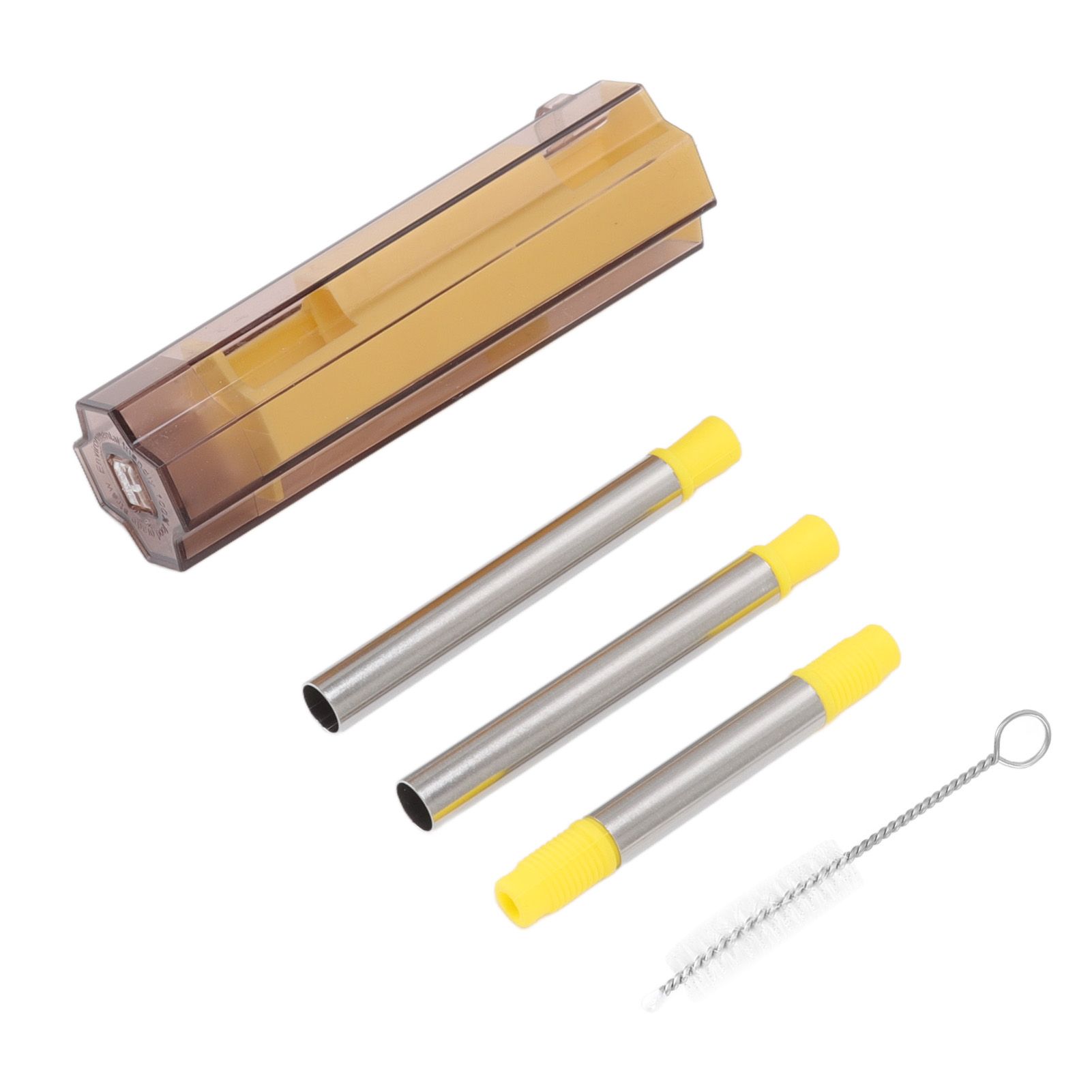 Collapsible Straw Stainless Steel Portable Easy to Clean Foldable Straw with Cleaning Brush for Home Office Outdoor Yellow โ image 3