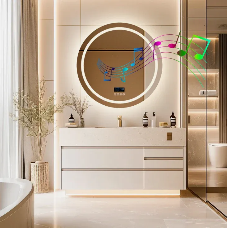 Interior Ave - 80cm Round Frameless LED Bathroom Mirror – Bluetooth — image 2