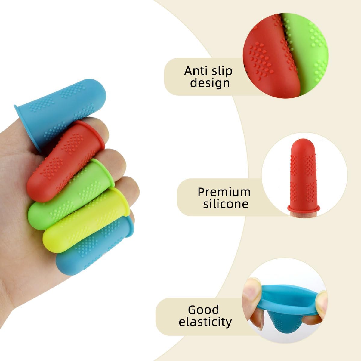 12 Pieces Finger Protectors Silicone Protector for Hot Glue Gun Wax Resin Honey Adhesives Guard Tips Caps Pads Covers Fingers Thimble Sewing Sorting Counting — image 3