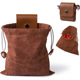 Collection bag - outdoor fruit picking bag - waxed canvas collection bag - foldable leather waist bag with drawstring - multifunctional picking bag for
