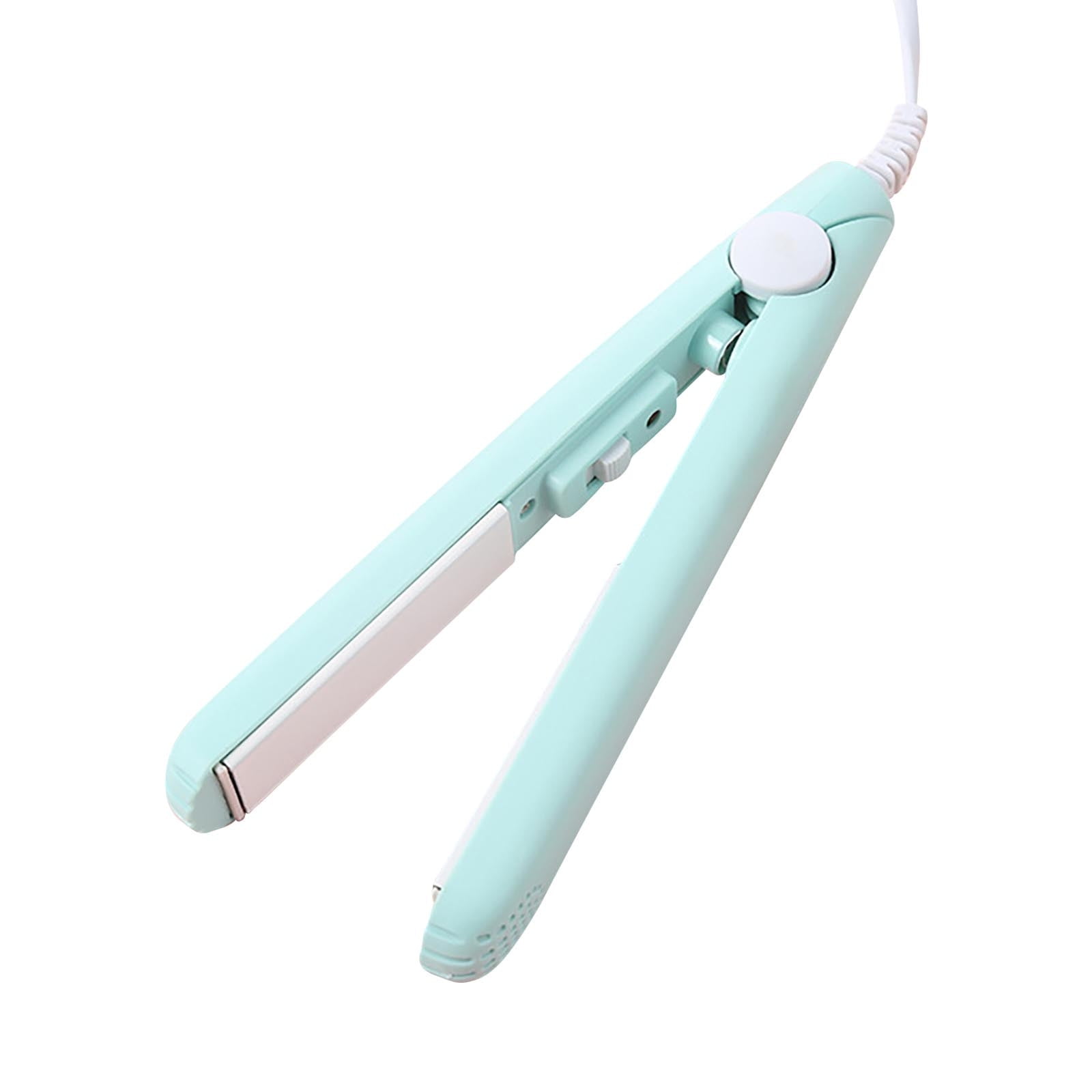 Mini Hair Curler, 2 in 1 Ceramic Curling Iron and Hair Straightener for Short Hair Styling, Compact Beauty Tool with Fast Heating and Handle, Blue — image 2