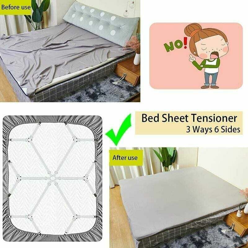 Adjustable Bed Sheet Fastener White, 3, 6, Mattress Sofa Cushion Bed Sheet Fasteners Sided Bedding Sheet Straps Way Elastic Bed Sheet Fastener โ image 4