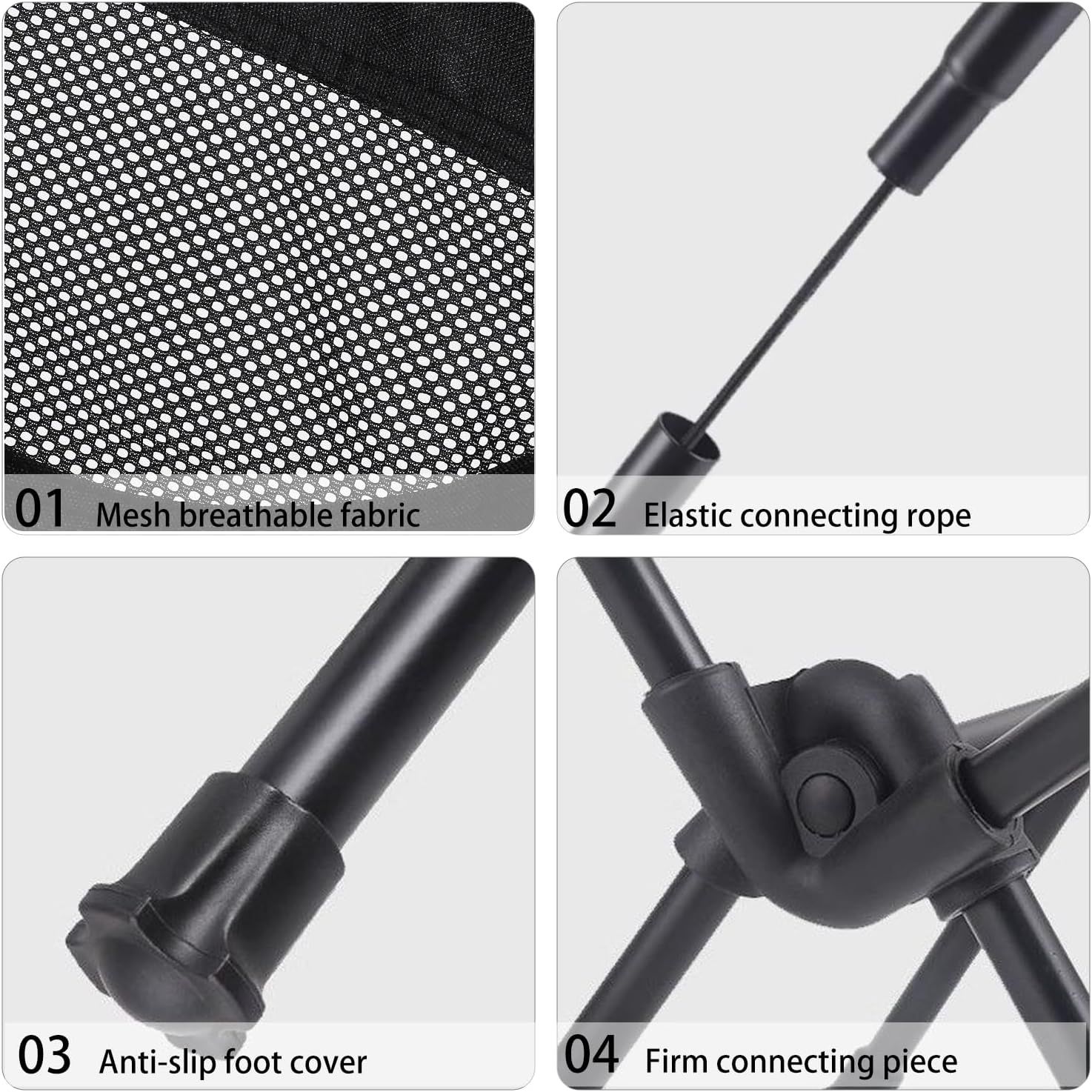 Portable Folding Camping Chair with Carry Bag, Lightweight Outdoor Seat for Hiking, Fishing, Picnics, Beach Trips and Backyard Use, Black — image 4