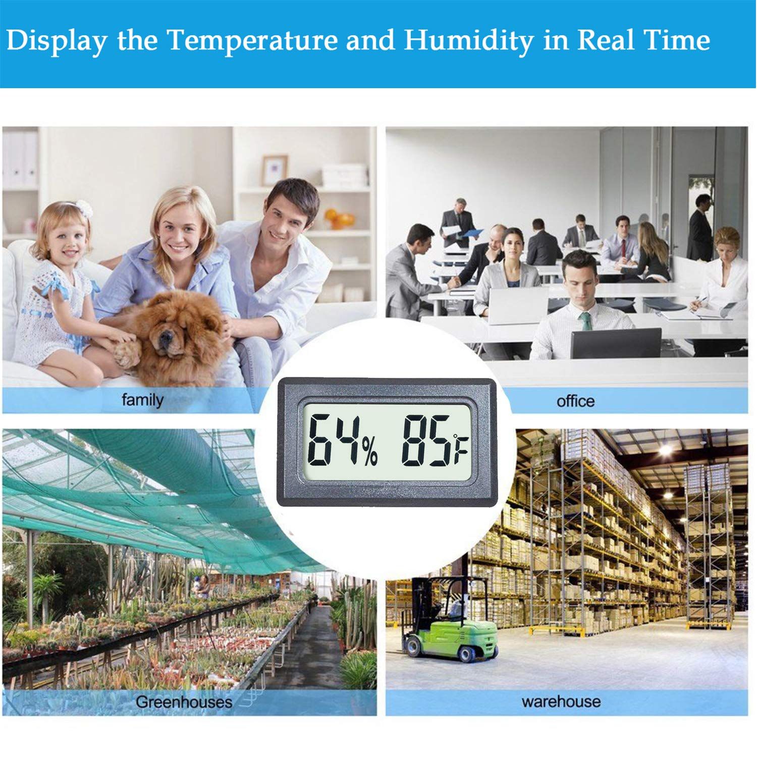 Mini Digital Thermometer Hygrometer Meters Gauge Indoor Large Number Display Temperature Fahrenheit (℉) Humidity for Home