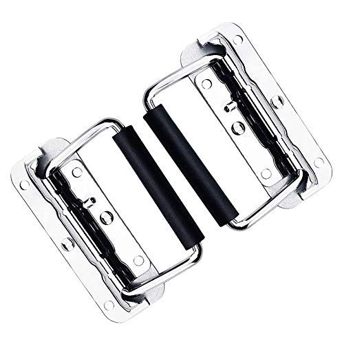 2 pcs Spring Loaded Surface Mount Handle with Rubber Grip, Stainless Steel Spring Handle Prop Box Tool Aluminum Box — image 2