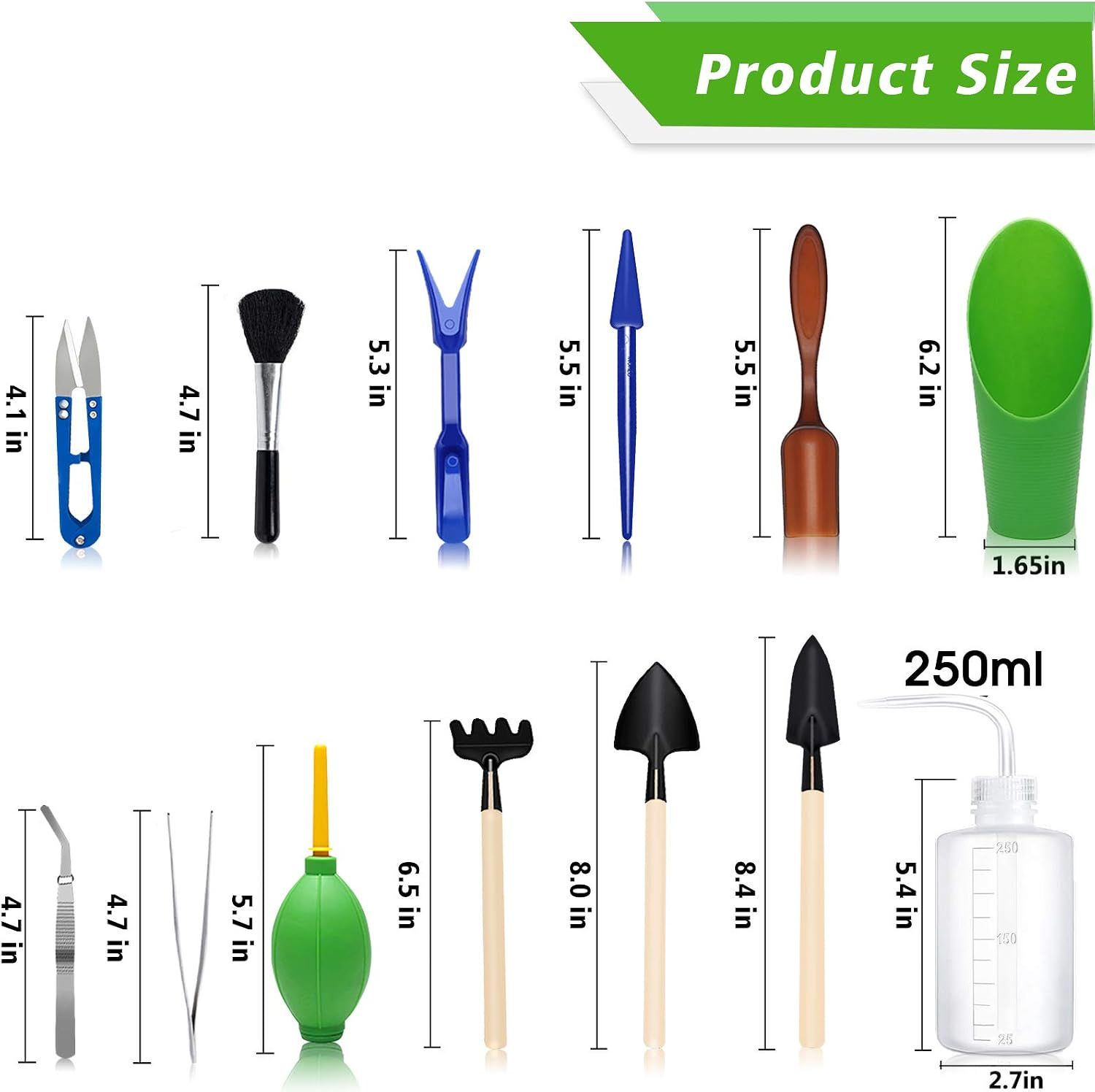 Succulent Tools, Mini Garden Tool Set, Transplanting Tools Set, Succulent Care kit for Succulent Miniature Gardening Plant, Multi, 13 Pcs — image 2