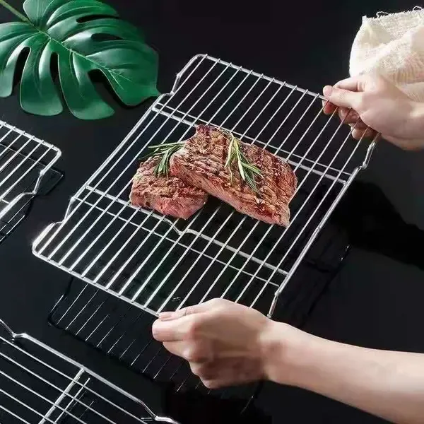 Stainless Steel Grill Rack Cooling Rack for BBQ Grilling and Food Draining, Rectangular Wire Rack, 16 × 26 cm — image 2