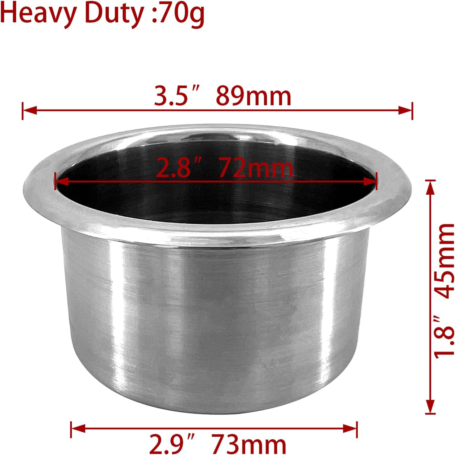 2Pcs 3" Stainless Steel Drop-in Anti-Spill Cup Holder with Non-Slip Washer,Heavy Duty Poker Table Inserts Fits Standard Soda Can for Desk, Boats, RV Cars & โ image 3