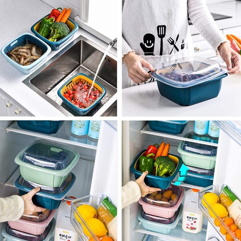 Kitchen Colander with Lid Household Double Layer Basket Multifunction Storage Containers for Fruits Vegetable โ image 6