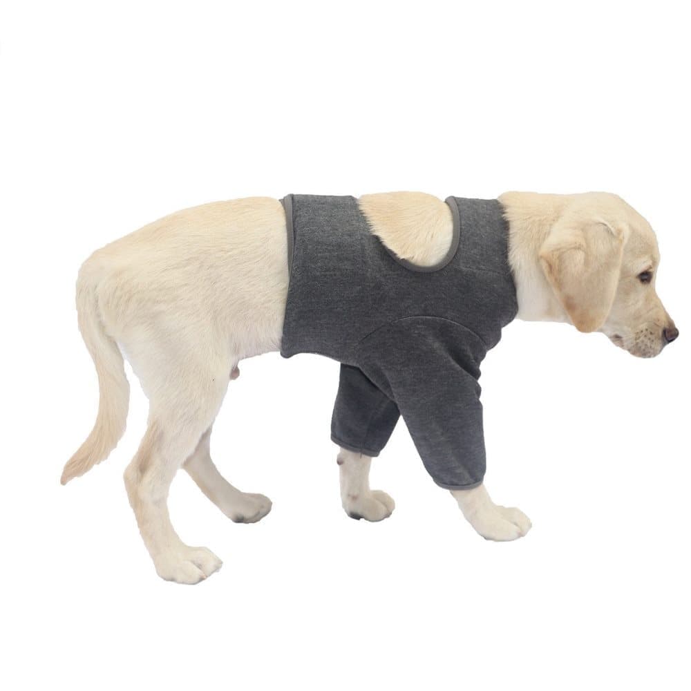 Breathable Elastic Dog Elbow Protector for Post-Surgery, Prevents Licking and Biting, M, Dark Gray