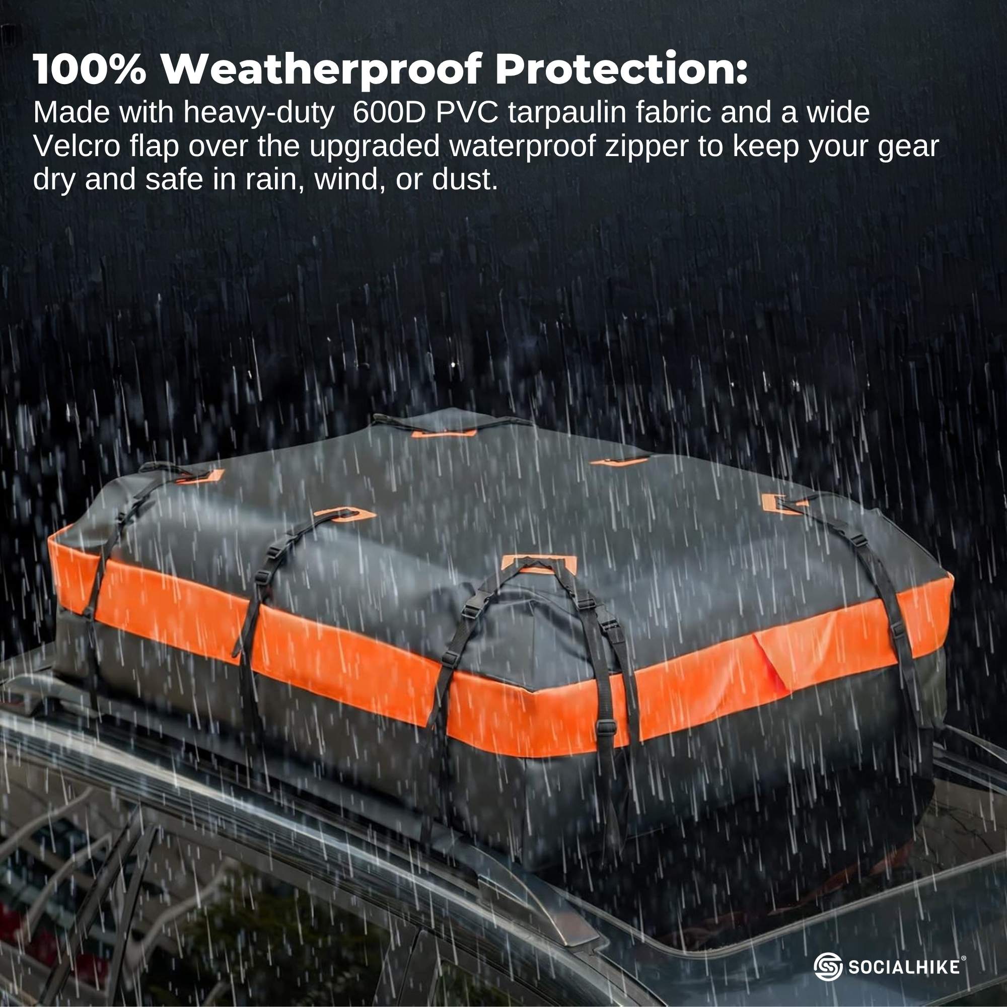 Social Hike 428L Car Rooftop Storage Carrier - Soft-Shell Waterproof Roof Bag β image 4