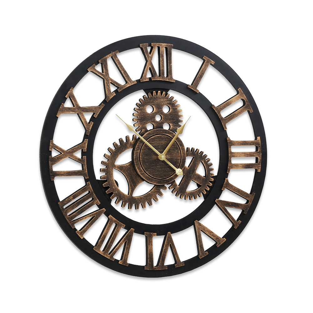 Artiss 80cm Wall Clock Large Retro Roman Numerals Brown โ image 3