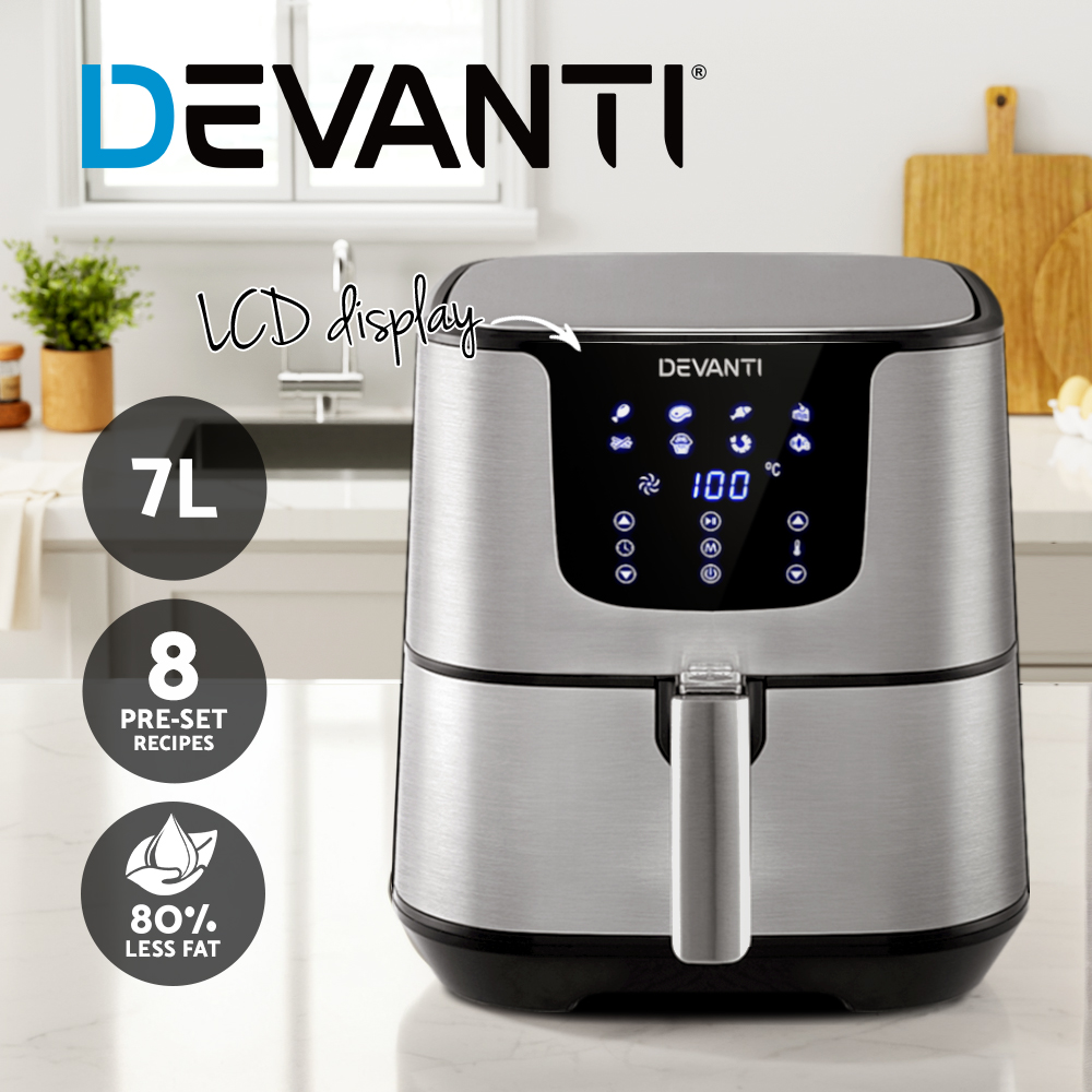 Devanti Air Fryer 7L LCD Fryers Stainless Steel — image 3