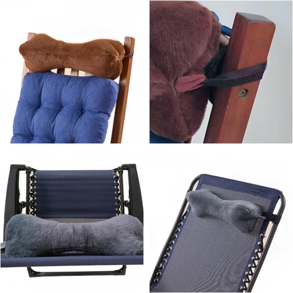 Couch Neck Pillow with Adjustable Strap, Bone-Shaped Plush Pillow for Relief, Headrest Pillow for Recliners And Sofas Black — image 3
