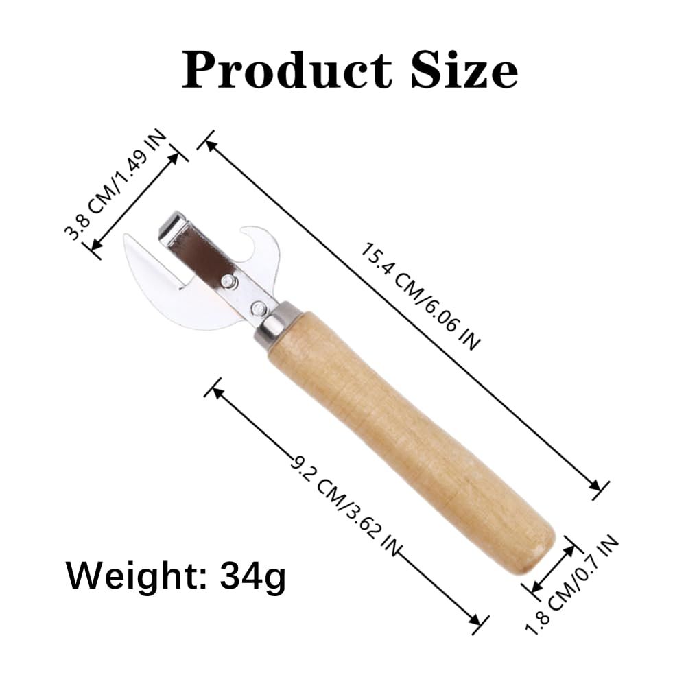2 PCS Can Opener Vintage Can Opener Manual Can Opener Wooden Handle Bottle Opener Manual Side Cut Stainless โ image 2