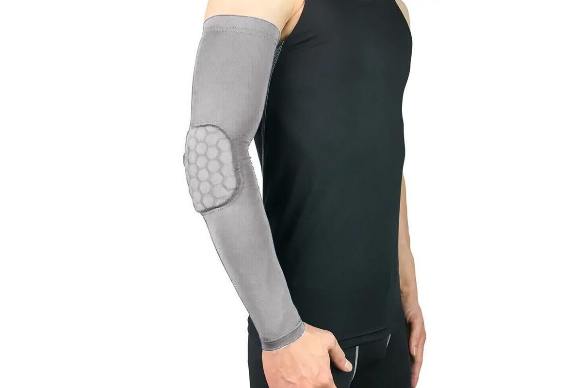 2 Pcs Tennis Elbow Compression Support Sleeve for Golfers Elbow relaxation Workout Weightlifting Elbow Brace with Honeycomb Lining -Light Gray / XL β image 5