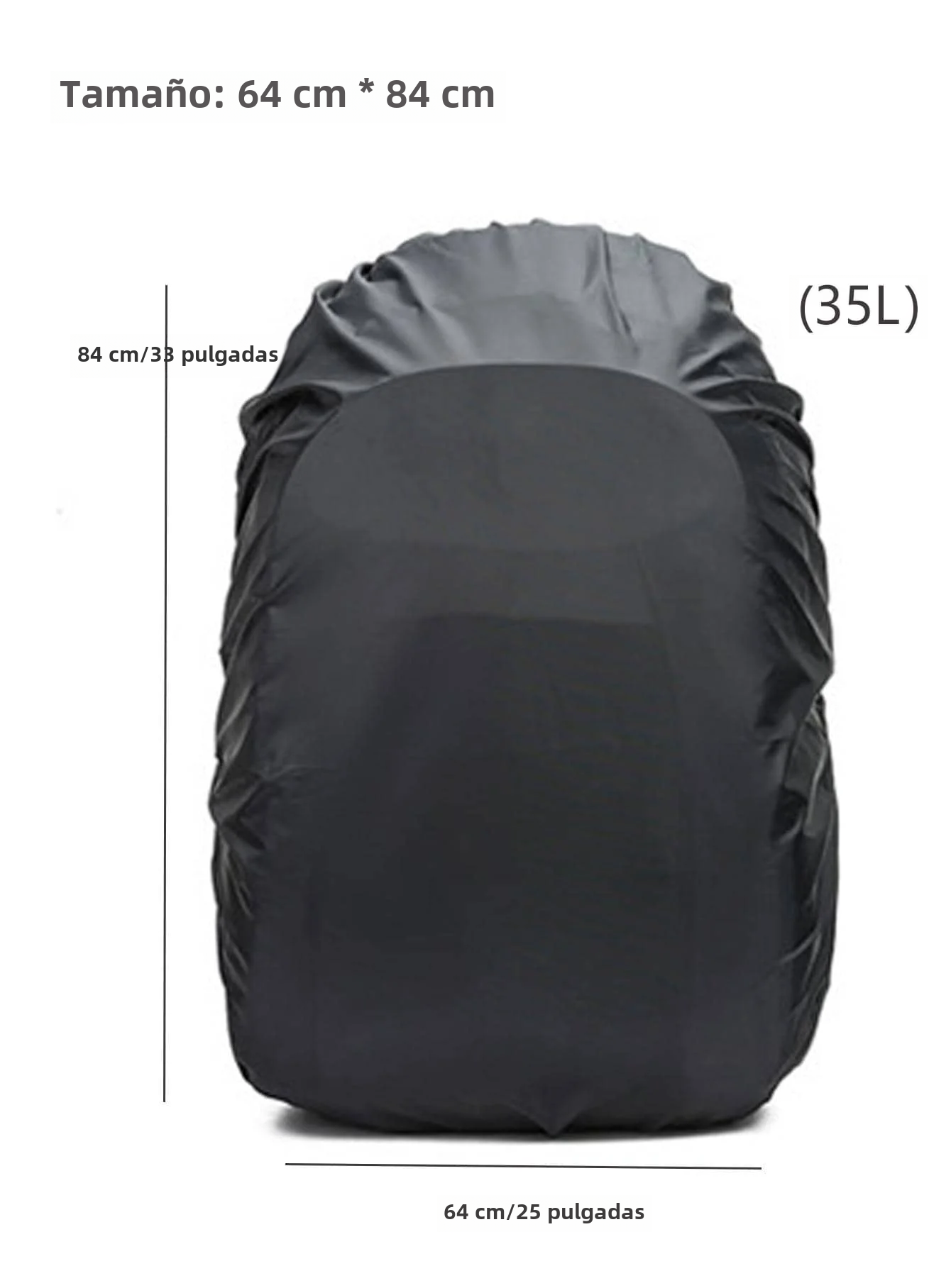 Waterproof Rain Cover for Large Camping and Cycling Backpack with Pull Rod, Dust and Mud Cover for School 55-65L black โ image 3