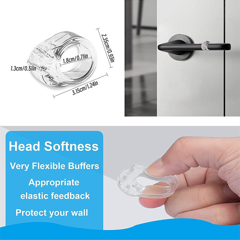 6 Pack PVC Door Handle Bumpers, Wall Protection Rings and Door Stop Cushions for Lever Handles in Bedrooms and Hallways, White — image 3