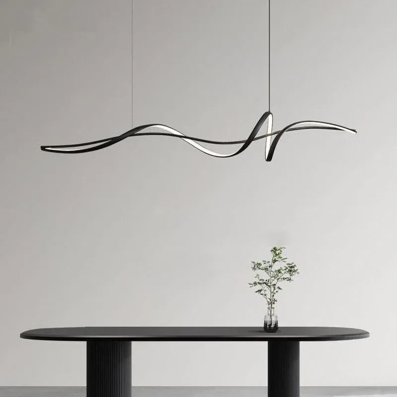 BAMDECOR A36 Modern LED Linear Chandeliers Pendant Lights with Dimmable LED and Adjustable Hanging Length 140cm -Black â image 2