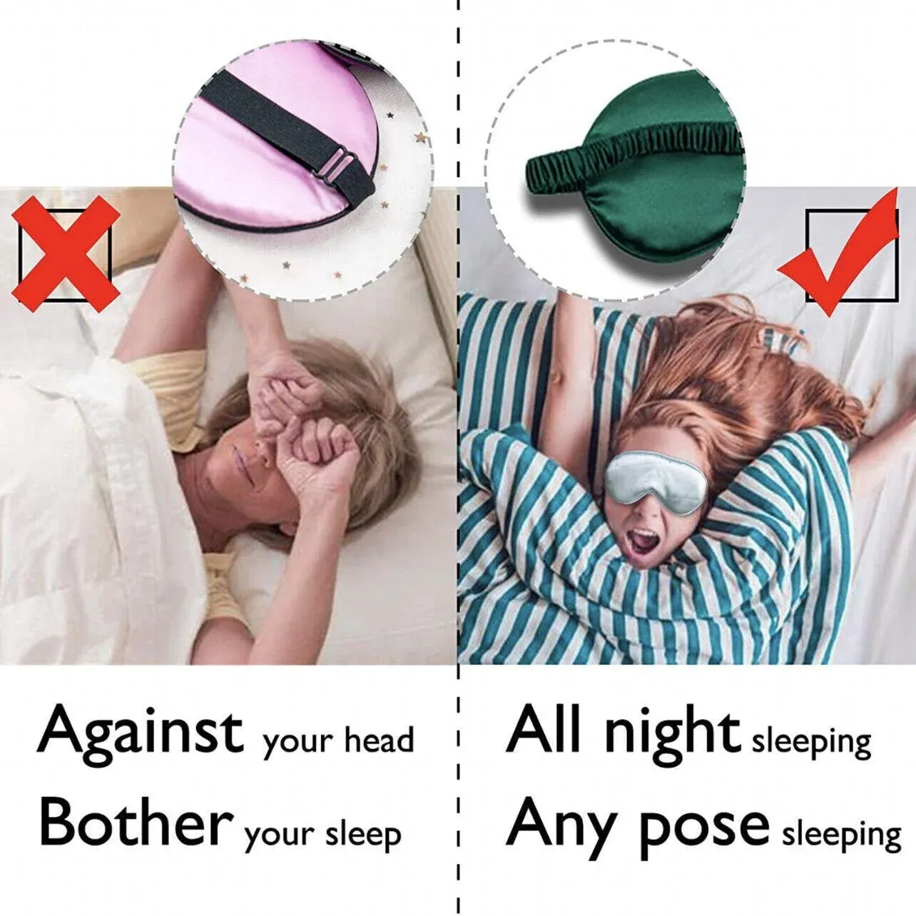 Pure Soft Silk Eyeshade Blindfold Sleep Eye Mask Cover Light Shade Travel Relax - 23 Light Pink — image 4