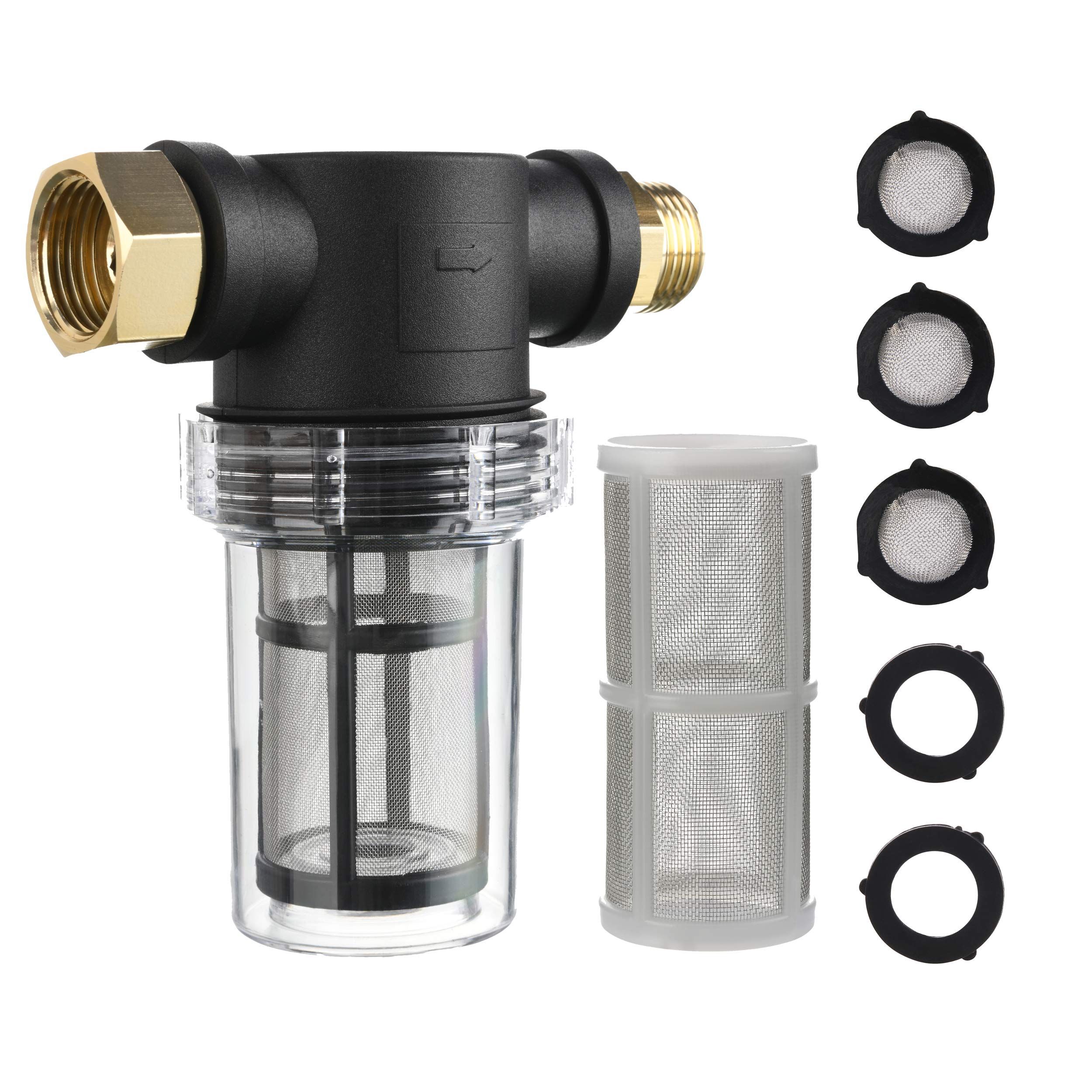 Garden Hose Filter for Pressure Washer Inlet Water, Inline Filter for Sediment, 40 Mesh Screen, Extra 100 Mesh