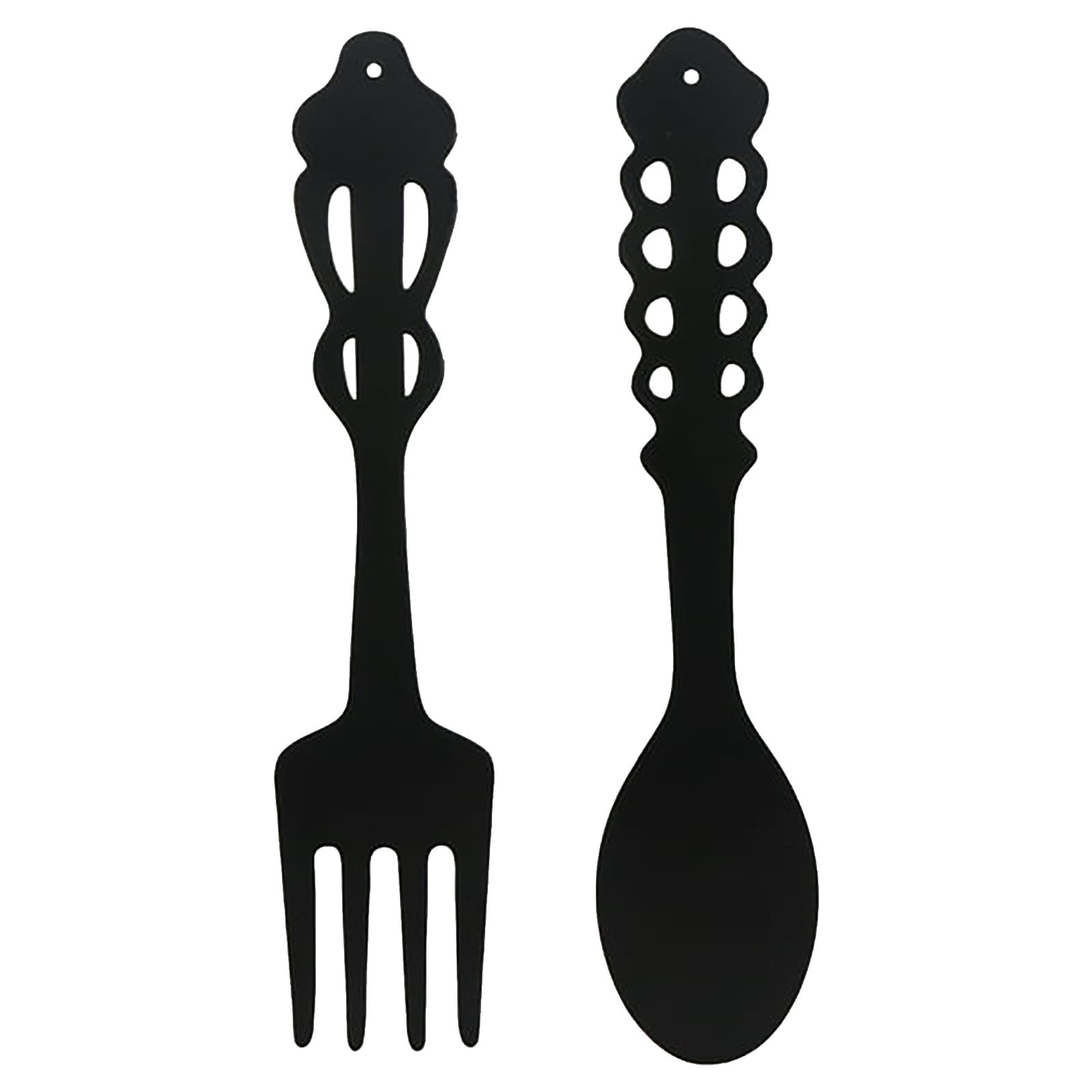 Metal Fork Spoon Wall Decor Hanging Sculpture Farmhouse Wall Decor for Kitchen, Two-Piece Wall Sticker Set Wrought iron wall decoration Black