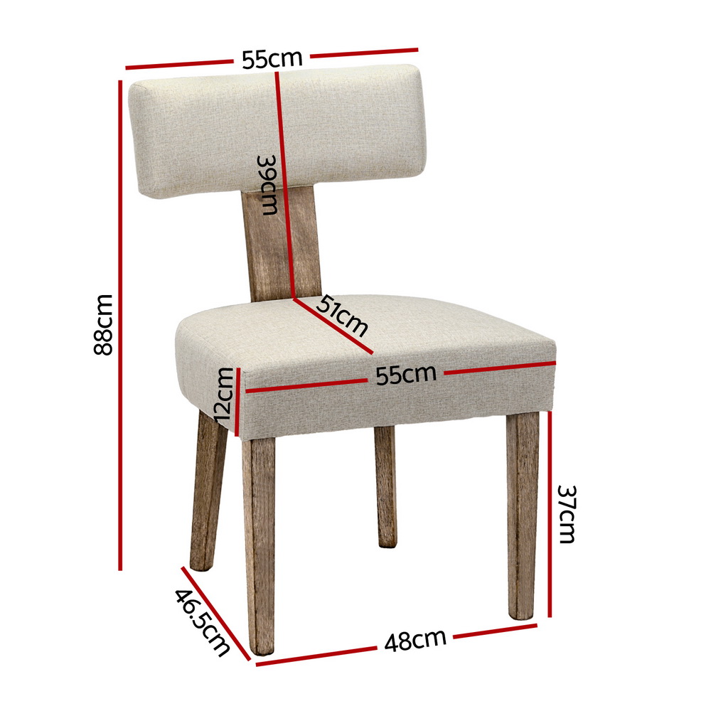 Artiss Dining Chairs Set of 4 Linen Fabric Wooden Beige — image 2