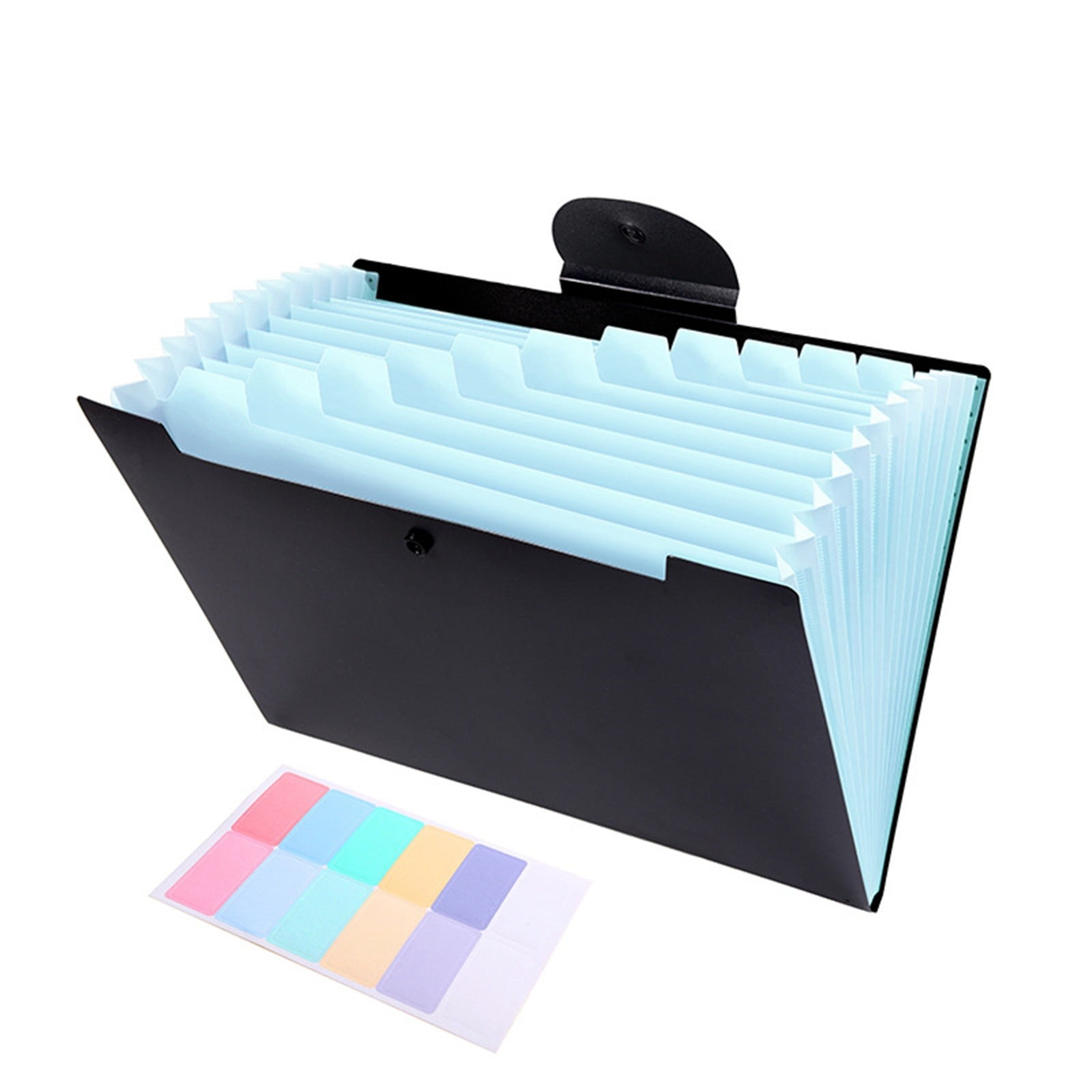 Accordion File Organizer Expanding File Folder with 12 Pockets Portable Receipt Paper Bill Document Organizer Letter/ Size Filing Folder Schǒ-ǒl Black E — image 2