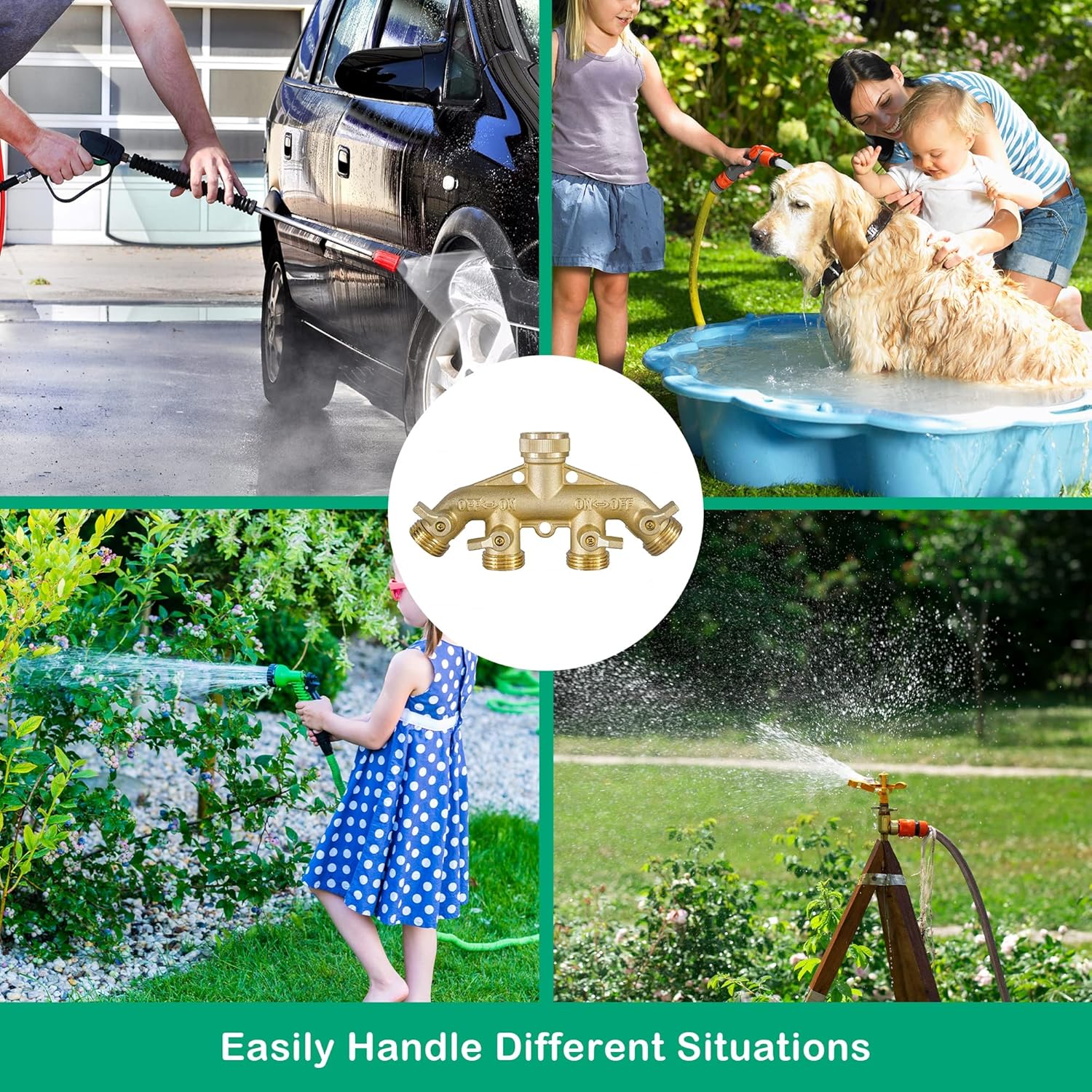 Brass Garden Hose Splitter (4 Way) + Garden Hose Protector โ image 5
