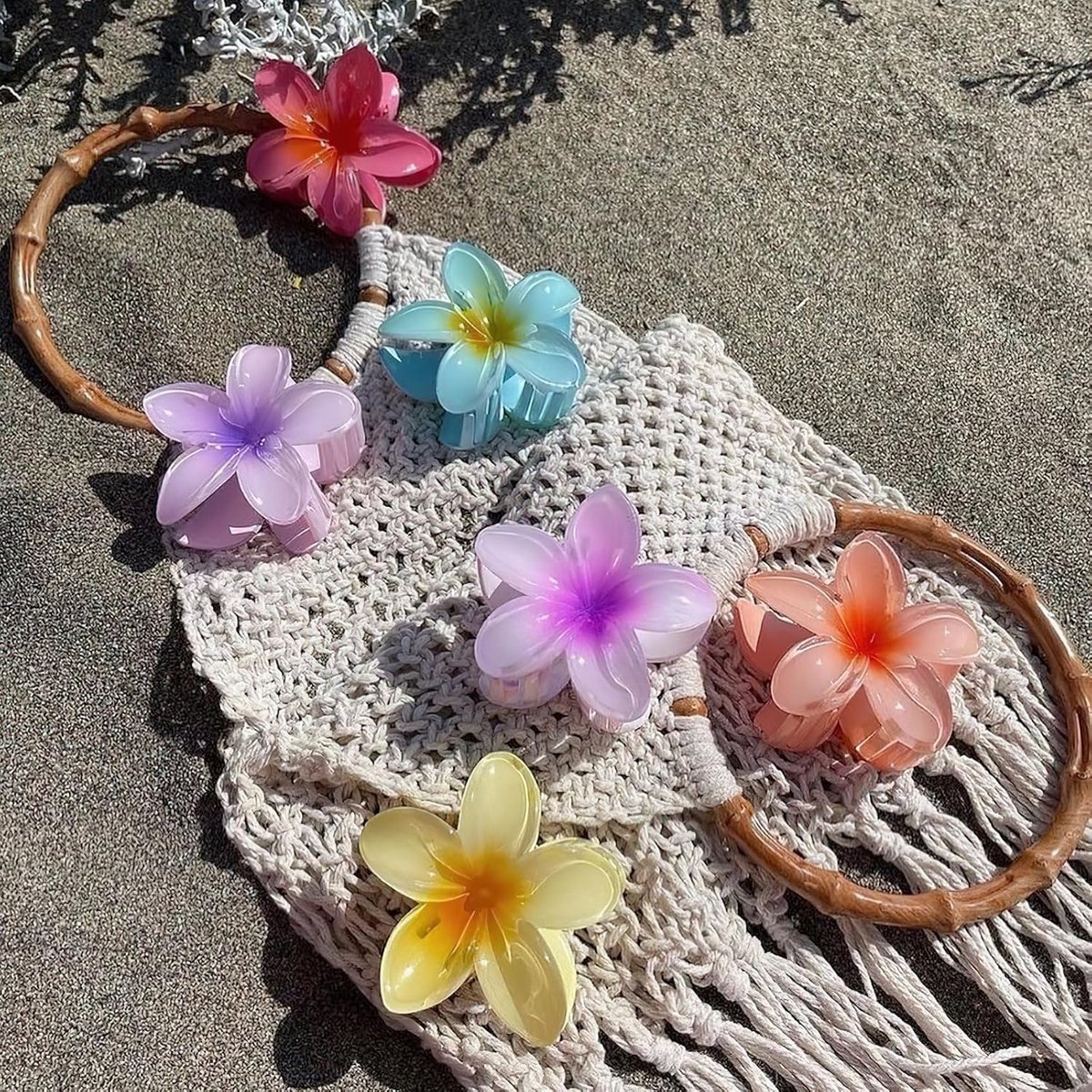 Floral hair clips - Pack of 4 - Suitable for thick hair - Strong non-slip - Hawaiian style - Cute large hair clips - Banana clips for fine hair - Hair — image 4