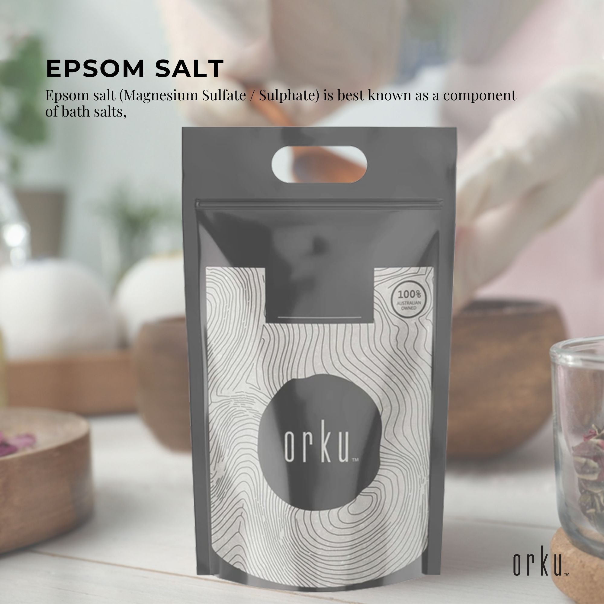 Orku 10Kg Epsom Salt - Magnesium Sulphate Bath Salts For Skin Body Sulfate — image 2