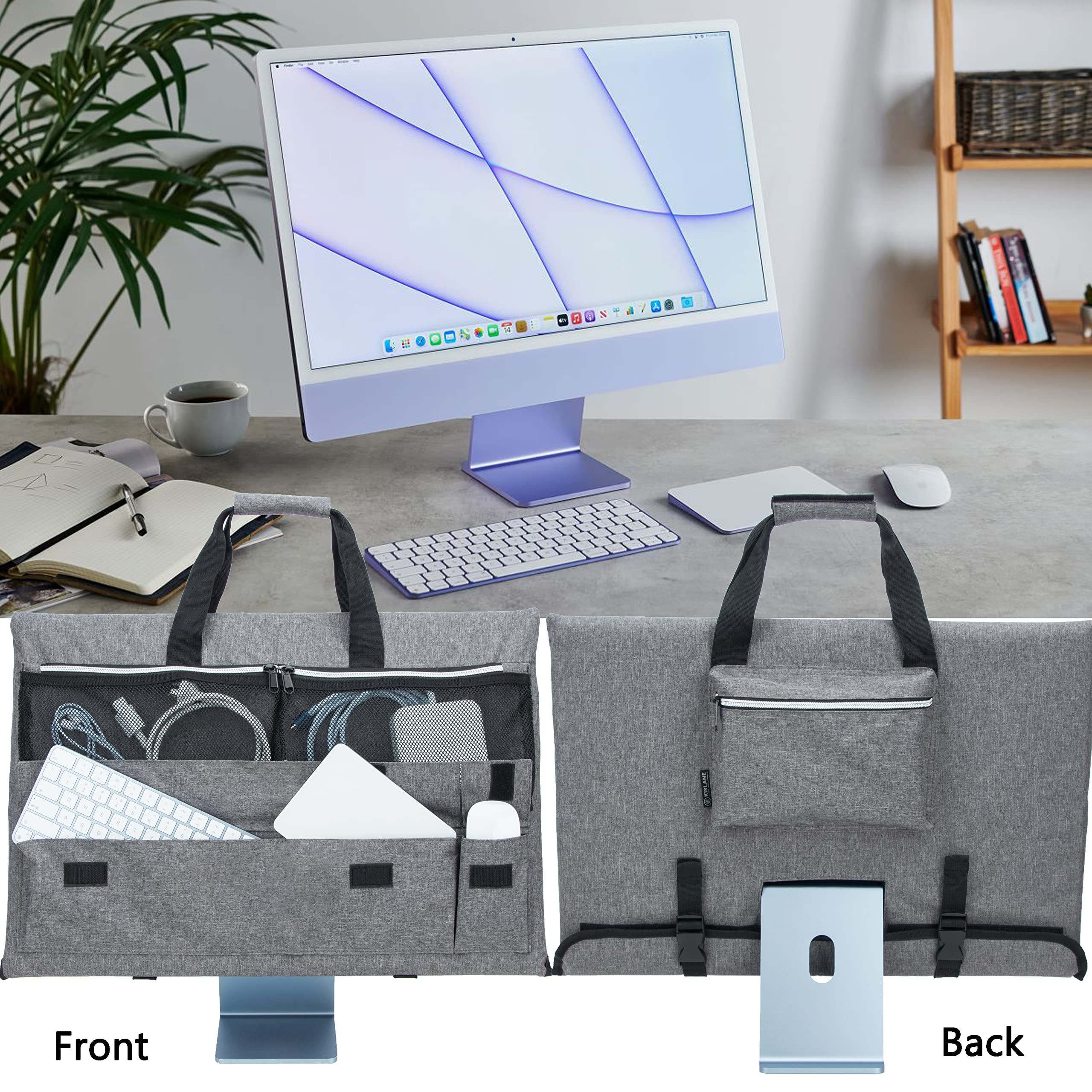 Travel Carrying Case for 24'' Desktop Computer, Protective Storage ,with Carry Handle for 24 inch Screen and Accessories (Grey) — image 2