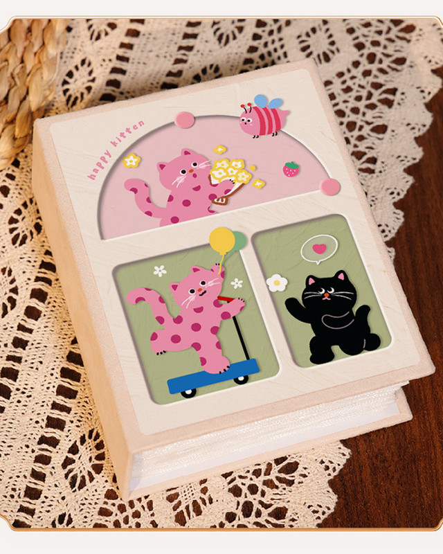 Cover 4 Colorful Cartoon cat pattern 6-Inch 100-Photo Cartoon Cat Album - Large Capacity Family Photo Storage Book with Suede and Crystal Cover โ image 5